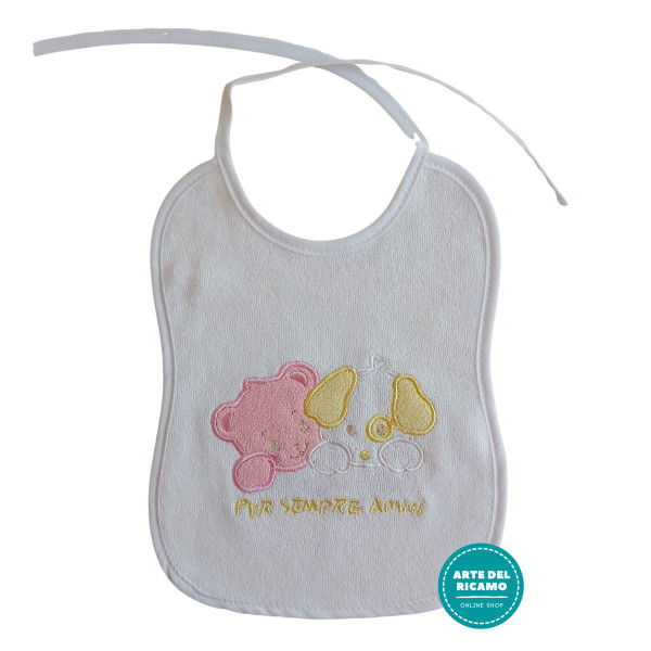 Terry Baby Bib with Dogs - Baby Girl